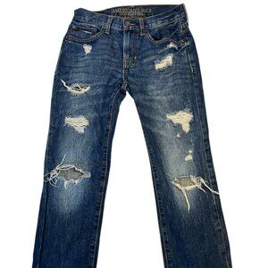 American Eagle Outfitters Ripped Blue Skinny Jeans